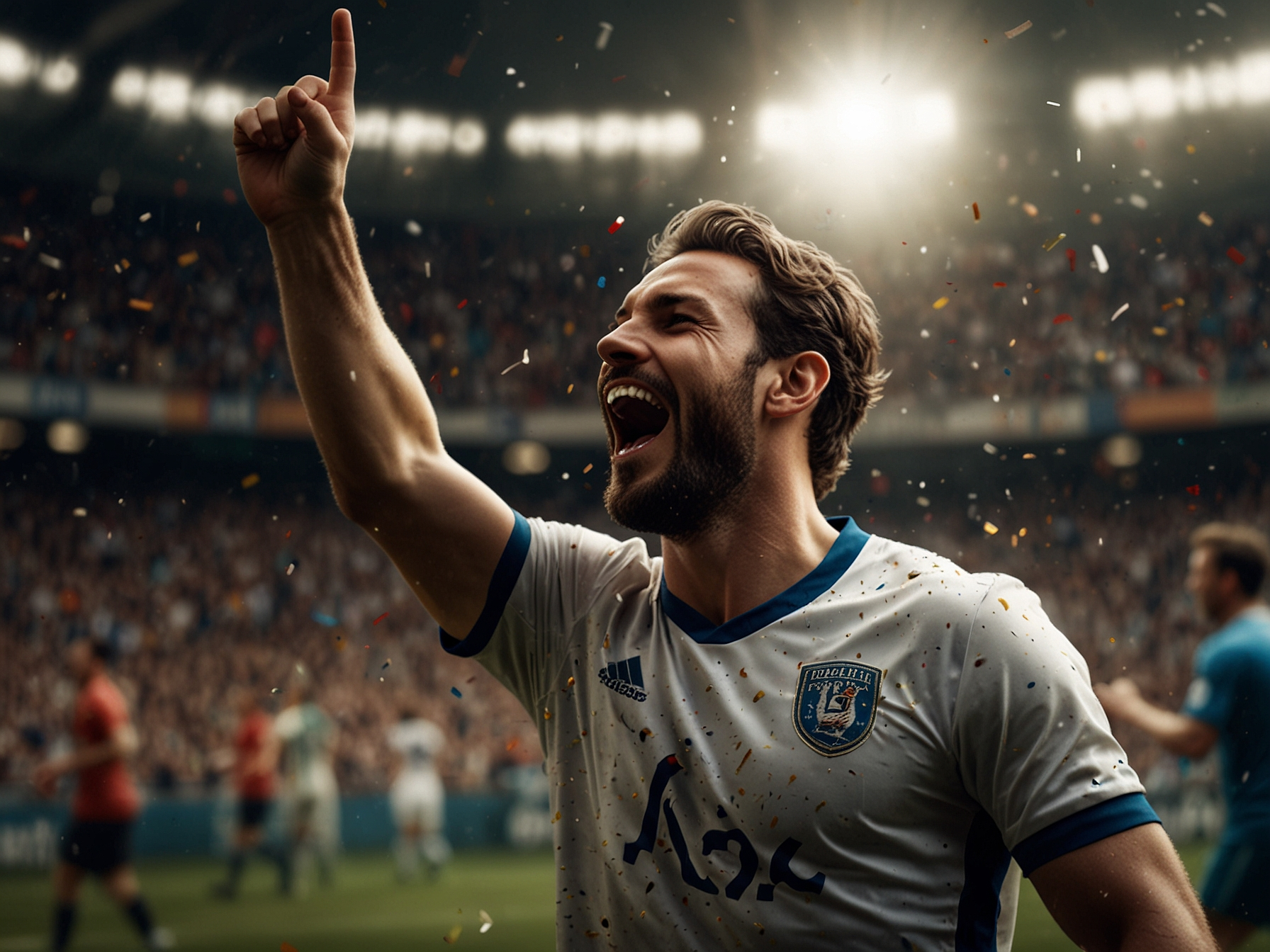 Jugador celebrando victoria en estadio